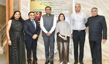 Jalkiran CHS Hon Sec Dr Padmakar Nandekar felicitates Shri Rahul Narwekar at Golden Jubilee Event