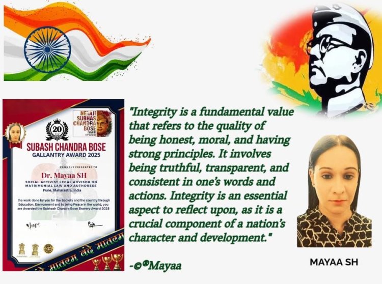 Mayaa SH Wins The Prestigious Subhash Chandra Bose Gallantry Award